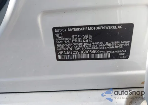 2017 BMW 530I xDrive из США, поврежденный, VIN WBAJA7C39HG906468